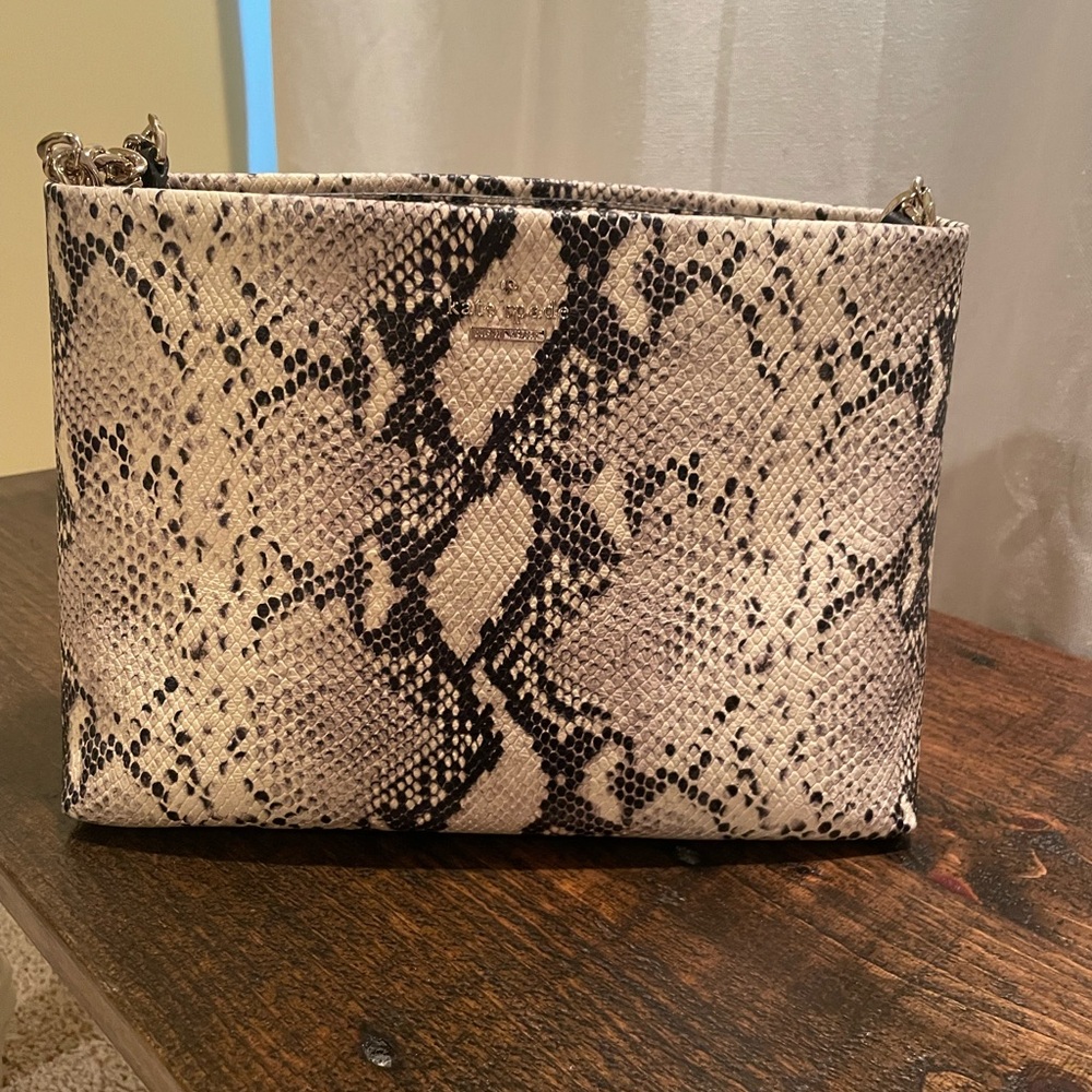 CLOSET CLEAR OUT! Kate Spade Black and Cream Snakeskin Shoulder Bag. EXCELLENT!!